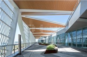 青島郵輪母港客運中心-鋁單板、仿木紋鋁天花吊頂3