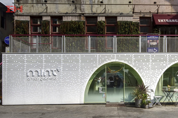 店鋪裝飾穿孔鋁單板，重慶TESTBED2二廠文創園Mint冰激凌店